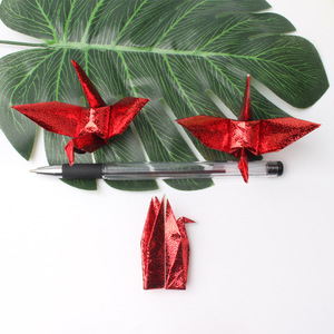 纸质创意工艺礼品珠光红色折纸叠好千纸鹤成品100只婚礼布置装饰