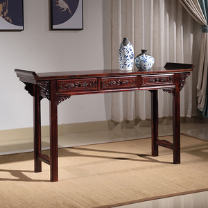红木翘头案黑酸枝木条案供桌神台雕花供奉桌玄关桌古典中式家具