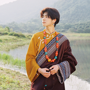 「怀瑾」藏装男藏袍 传统藏族服装  民族风棉麻 春秋新款2022藏服