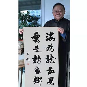 王刚书法四尺精品手写毛笔字海为龙世界禅室办公室装饰画送礼字画