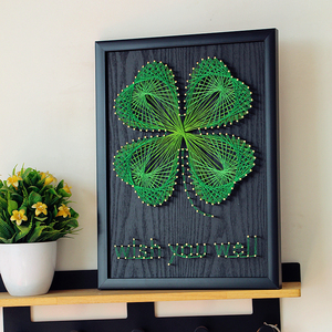 缠线画手工diy钉子绕线图玄弦丝画新年礼物减压解闷打发时间4叶草