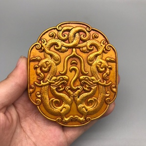 古玩铜器收藏 大汉将军令牌虎符兵符手牌铜鎏金家居工艺摆件