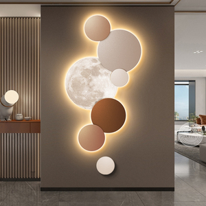 现代轻奢玄关装饰画led发光灯画高级感肌理走廊过道挂画高档壁画