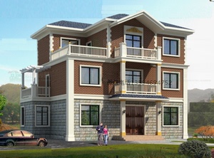 现代经济型三间三层新农村自建房屋设计全套图纸别墅设计施工方案