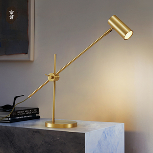 美式全铜台灯复古工业风摇臂可调节客厅书房灯现代轻奢卧室床头灯