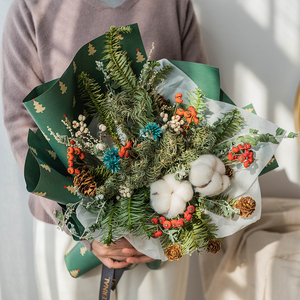 蔷薇圣诞节日装饰礼品花束家居摆放橱窗设计花艺套装天然干花北欧