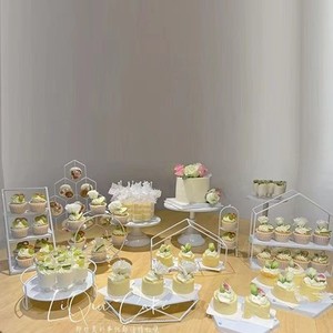 白色婚礼甜品台摆件展示架生日蛋糕架子冷餐茶歇摆台下午茶点心架