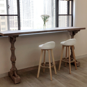 美式窗边吧台阳台高脚桌椅客厅靠窗实木家用靠墙玄关餐厅小吧台桌