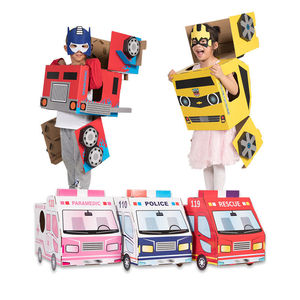 纸箱汽车人可穿戴变形金刚擎天柱大黄蜂消防车警车救护车纸板拼装