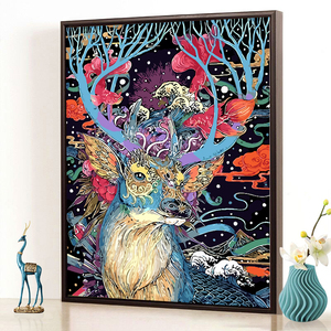 diy数字油画客厅风景抽象动物鹿数码填色手工绘画油彩装饰画 神鹿