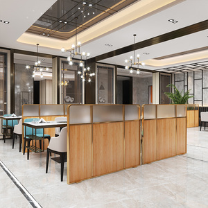 餐厅卡座隔断餐饮装饰火锅店围栏铁艺饭店玻璃挡板不锈钢矮屏风