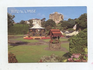 1998年 英国 实寄 老明信片 德文郡 ilfracombe 花园 女皇邮票