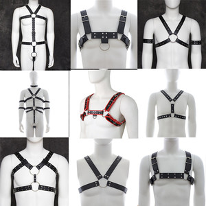 bdsm男用皮革胸带男式皮衣夜店表演情趣服饰sm男奴束缚调教捆绑衣
