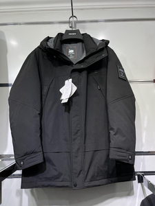 百天奴2021年冬季新款21049男士时尚休闲连帽保暖加厚白鹅绒羽绒