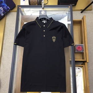 fendi夏季老佛爷刺绣logo翻领商务polo衫男装芬迪休闲短袖t恤百搭