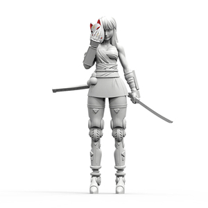 狂游者1/35树脂人物全身模型包邮日本机械女武士gk白模手办633