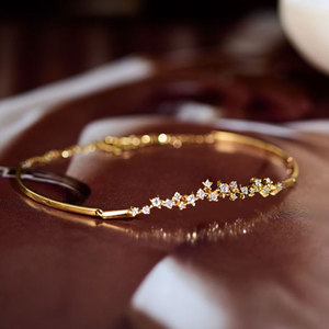 wing|银河小夜曲.18k金镶嵌钻排钻手镯 做