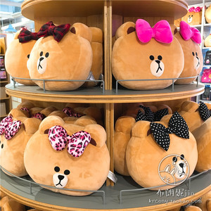 韩国采购line friends丘可choco毛绒抱枕办公室靠枕汽车腰靠垫
