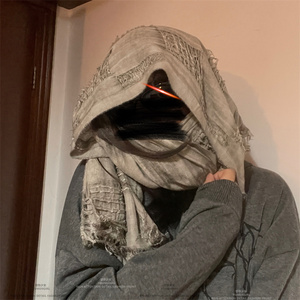 战损版~做旧流苏破破围巾废墟未来感战士辣妹y2k男女秋冬款围脖