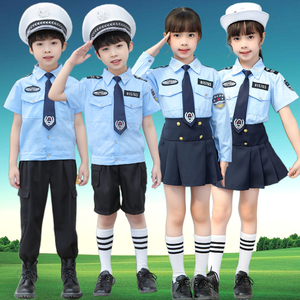 儿童警察服警官衣服套装男女童警服演出服小交警服装小公安表演服