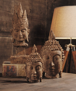 ABHOME出口美国树脂仿枯木质感佛像东南亚创意摆件客厅书房玄关