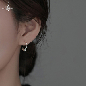 【唐小鹿】s925银碎银几两耳扣耳圈优雅时尚大气耳饰精致小巧耳环