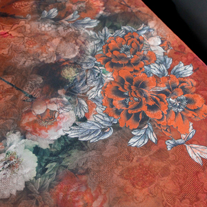 牡丹花仿花罗暗纹花萝仿真丝面料幅宽150cm手工diy汉服旗袍服装布