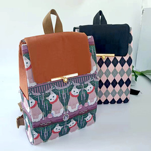 8-18非成品  方方盒的大双肩包 大书包材料包 手工布艺diy包包