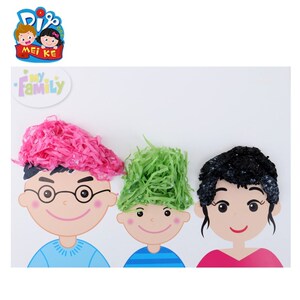 幼儿园三八妇女节手工活动头发母亲型材挂件粘纸揉纸搓纸画送家人