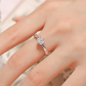 30分经典六爪结婚钻戒女 一克拉铂金50分18k金求订婚钻石戒指定制