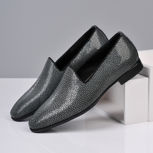 【定做】珍珠鱼皮鞋固特异手工定做真皮男鞋正品春夏乐福休闲鞋皮