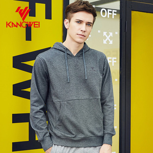 康威品牌男士黑色秋季舒适运动休闲时尚外套长袖套头红色连帽卫衣