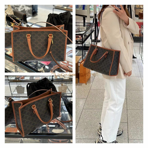 celine/赛琳 cabas迷你凯旋门老花锁头托特包手提单肩购物袋女包