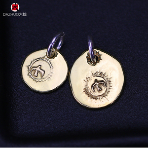 大拙高桥吾郎goros纯金18k金圆边小金饼吊坠黄金goros项链小配饰