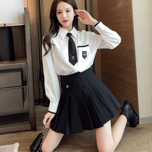 jk制服减龄女神百褶裙子套装帅气学生装校服学院领带长袖衬衫少女