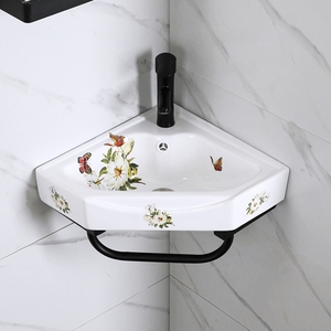 卫生间壁挂墙式洗手盆陶瓷三角洗脸盆转角小户型阳台面盆迷你家用