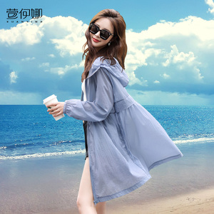 防晒衣女款外穿长袖2024年夏季新款薄款透气风衣韩版中长款防晒服