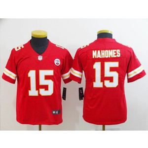 24超级碗NFL Kansas City Chiefs 酋长 15# Mahomes 儿童橄榄球衣