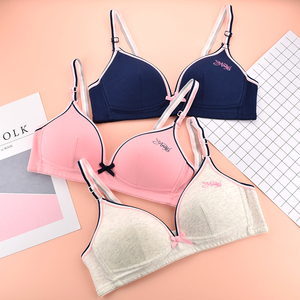 女生可爱少女文胸薄款模杯无钢圈内衣舒适纯棉小胸高中生学生胸罩