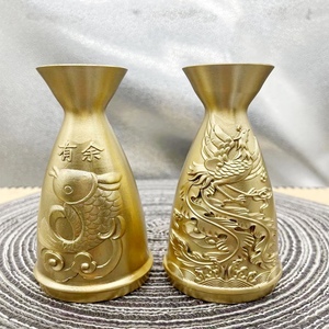 黄铜酒瓶创意迷酒壶分酒器摆件纯铜酒杯花瓶家居办公装饰工艺品新