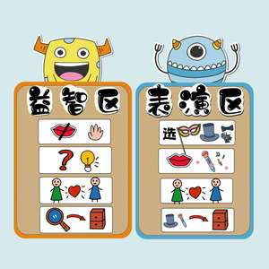 幼儿园卡通怪兽主题环创中小班进区规则区角牌我们的约定教室布置