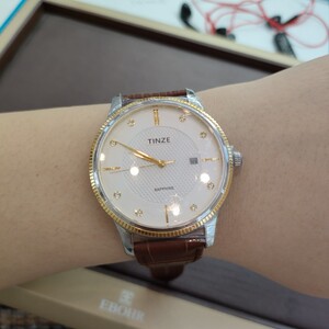 tinze天际手表,瑞士注册品牌日本机芯男士时装表皮带手表水钻