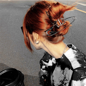 2021年极简银色金属大号别针抓发夹女后脑勺抓夹鲨鱼夹子网红头饰