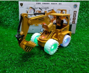 新款仿真电动挖掘机300-4  灯光 音乐  万向工程车 儿童玩具混批