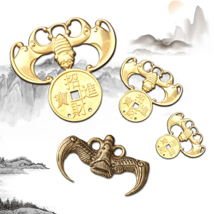 纯铜蝙蝠福鼠吊房梁吊铜钱化横梁压风水挂件金钱蝙蝠道具家居装饰