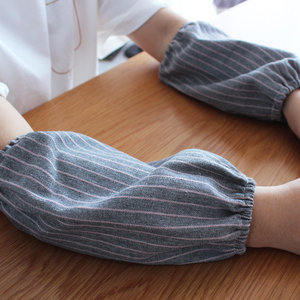 日式条纹棉麻成人儿童亲子袖套防污清洁办公家务厨房套袖简约布艺