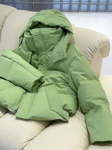 加厚棉衣2023秋冬新款保暖棉袄高级感绿色棉服女装外套短款面包服