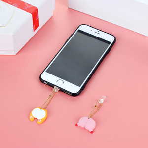 卡通防尘塞手机挂件适用于苹果充电口孔可爱小熊猪屁股3D挂饰品