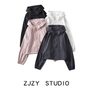 ZR 欧美风 ZA女装 法式小众 宽松抽绳束腰长袖时尚连帽夹克外套