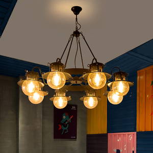 美式复古餐厅客厅铁艺玻璃灯创意个性咖啡厅理发火锅店工业风吊灯